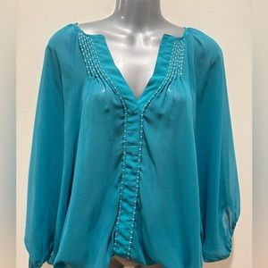 🔥 FLASH SALE Sheer teal women medium blouse